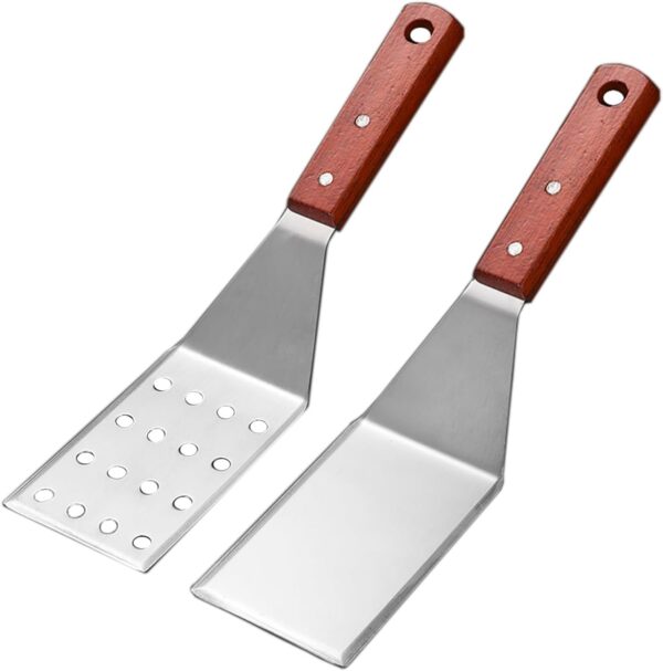 2Pcs Professional Pizza Spatula with Metal Blade and Wooden Handle